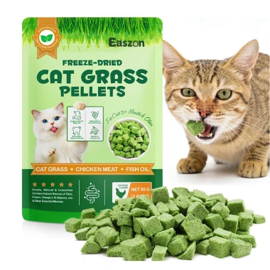 Freeze-Dried Cat Grass Treats Hairball Management Digestive Support Oral Care