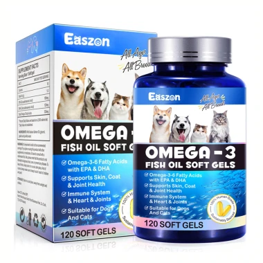 Pet Supplement Salmon Oil Omega-3 Softgels Supports Joint Care and Skin Coat